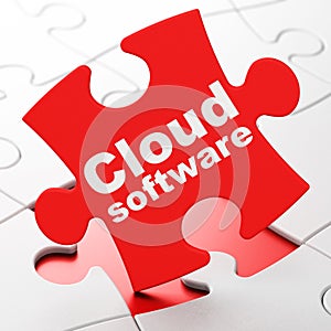 Cloud computing concept: Cloud Software on puzzle background
