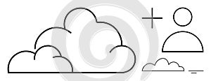 Cloud Computing Concept with User Profile Icon and Simple Cloud Outline Design