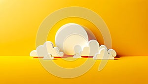 Cloud computing concept, clouds on yellow color sky