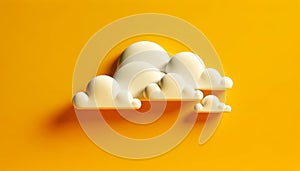 Cloud computing concept, clouds on yellow color sky