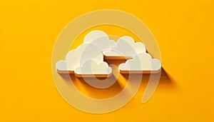 Cloud computing concept, clouds on yellow color sky