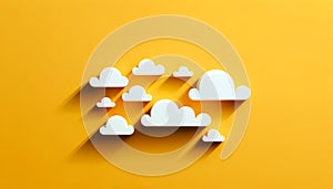 Cloud computing concept, clouds on yellow color sky