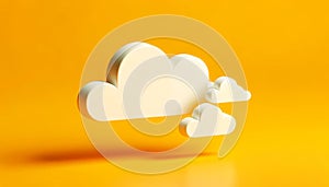 Cloud computing concept, clouds on yellow color sky