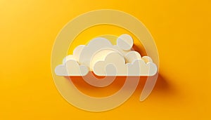 Cloud computing concept, clouds on yellow color sky