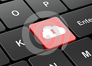 Cloud computing concept: Cloud With Keyhole on computer keyboard background