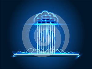 Cloud computing concept - connect to cloud. Abstract cloud technology background, vector illustration