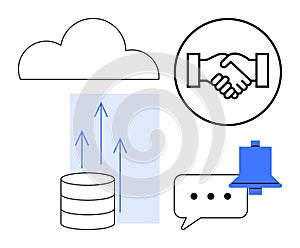 Cloud Computing and Collaboration with Data Storage and Communication Symbols