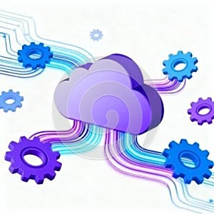 Computing Technology with 3D Gears and Data Flow Network Illustration