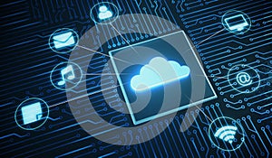 Cloud computing concept. 3D rendered illustration.