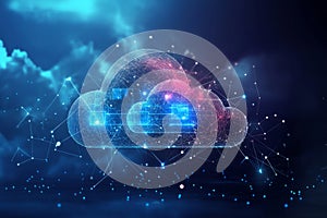 Cloud computing concept. 3d rendering toned image double exposure background