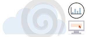 Cloud Computing Concept with Data Analytics and Digital Interface Elements