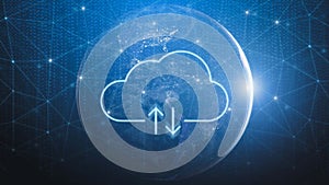 Cloud computing concept. Data cloud storage network . Communication technology for internet business. Elements of this image