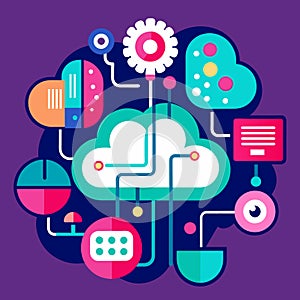 Cloud Computing Concept Design Illustration: