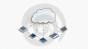 Cloud Computing Concept with Devices Connected to a Central Cloud Illustration Design