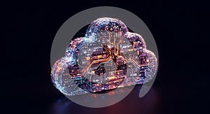 Cloud Computing Concept: Digital Cloud with Circuit Board Design