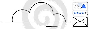 Cloud Computing Concept and Digital Communication with Performance and Rating Icons