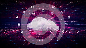 Cloud Computing Concept with Digital Cloud and IT Icons