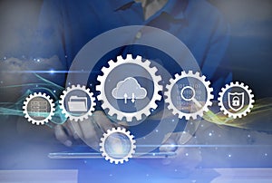 Cloud computing concept, digital network data connection technology