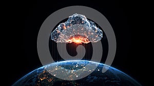 Cloud Computing Concept with Digital Cloud and Planet Earth Digital Transformation and Data Connectivity