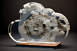 Cloud computing concept. Electronic components circuit board in shape of cloud. Cloud storage