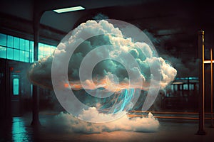 Cloud computing concept. Electronic components circuit board in shape of cloud. Cloud storage