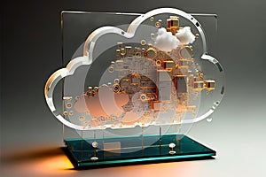 Cloud computing concept. Electronic components circuit board in shape of cloud. Cloud storage