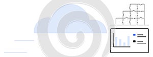 Cloud Computing and Data Analytics Concept with Charts and Puzzle Elements for Technology Solutions