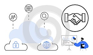 Cloud Computing and Data Sharing Concept with Security, Global Connectivity, and Collaboration