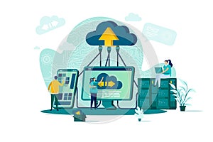 Cloud computing concept in flat style.