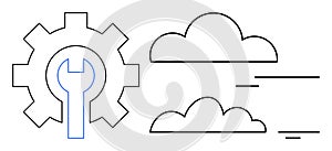 Cloud Computing Concept with Gear and Wrench Icon for Maintenance and Optimization