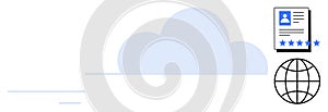 Cloud Computing Concept with Global Icon and User Profile Featuring Ratings