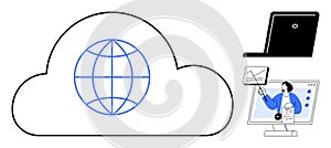 Cloud Computing Concept with Digital Connectivity and Online Communication Elements