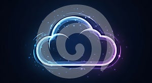 Cloud Computing Concept: Glowing Cloud Icon on Dark Background