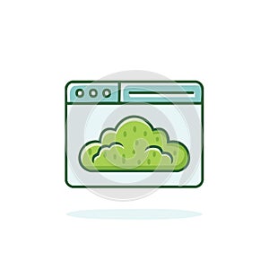 Cloud Computing Concept Green Vector Icon in Browser Window