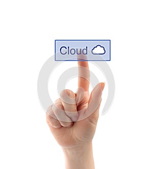 Cloud computing concept with hand