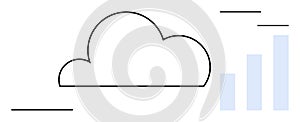 Cloud Computing Concept with Minimalist Design and Data Analytics Chart Integration