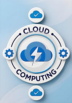 Cloud Computing Concept With Cloud Icon And Lightning Symbol For Data Services