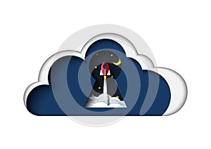 Cloud computing concept icon paper art style