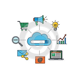 Cloud computing concept illustration with a