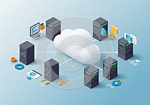Cloud computing concept illustration with a