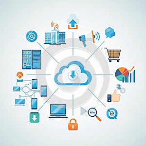 Cloud computing concept illustration features a