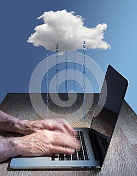 Cloud computing concept illustration of hacking