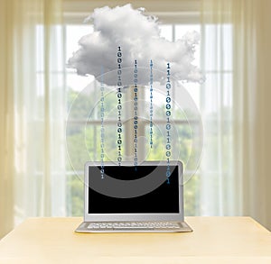 Cloud computing concept illustration with laptop