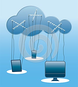 Cloud computing concept illustration like a marionette theatre