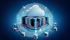 Cloud Computing and Data Storage Technology Concept with Network and Server Connection