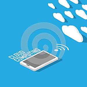 Cloud computing concept infographics. Technology presentation in modern isometric flat design.