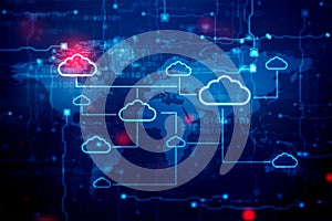 Cloud Computing Concept, Integrated digital web concept background, internet data storage, database and mobile server concept