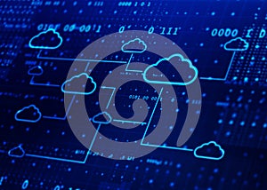 Cloud Computing Concept, Integrated digital web concept background, internet data storage, database and mobile server concept