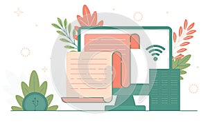 Cloud computing concept, internet analytics, seo, saas