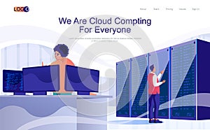 Cloud computing concept isometric landing page.